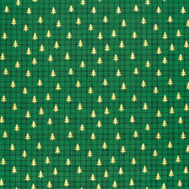 Algodón Popelina tela Verde 