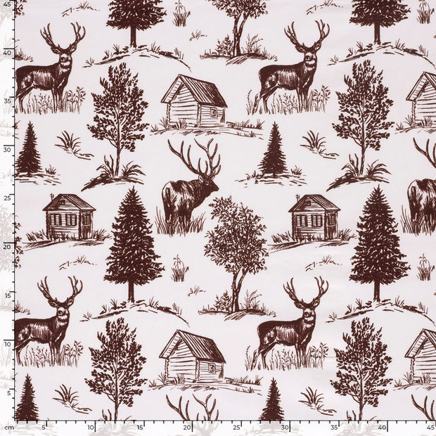 Jersey tissu cerfs Bordeaux