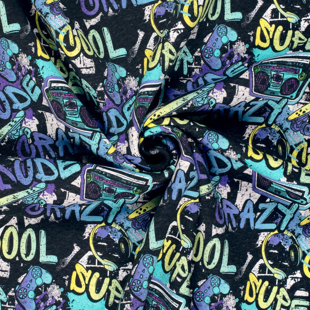 Jogging tissu Noir imprimé numérique 