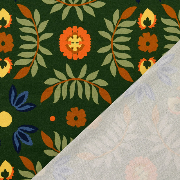 French Terry fabric Olive Green digital printed 