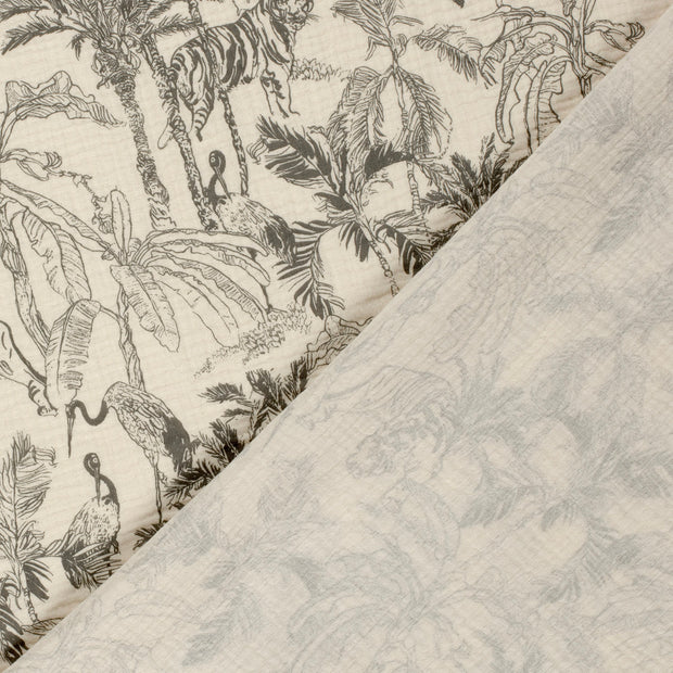 Double gaze tissu Jungle teint et imprimé 