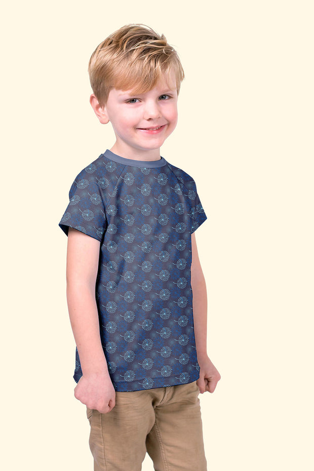 Jersey fabric Dandelions Navy