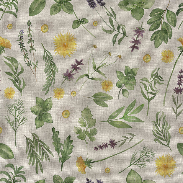Aspect Lin tissu fleurs Vert Olive