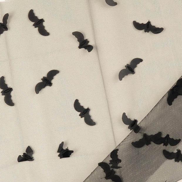 Tulle fabric Black with application 