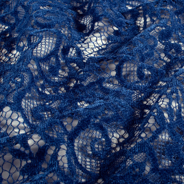 Chenille tissu Unicolore Indigo