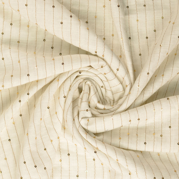 Viscose Lin Chaine et Trame tissu Blanc 