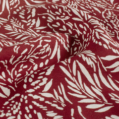 Viscose Nylon Crepe estampado Hojas Burdeos