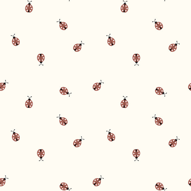 Cotton Jersey fabric Ladybugs Off White