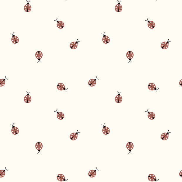 Cotton Jersey fabric Ladybugs Off White