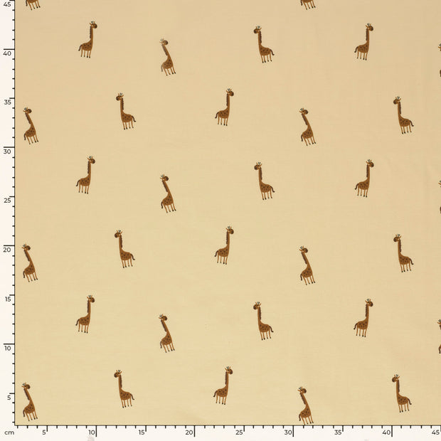 Jersey fabrik Giraffen Beige
