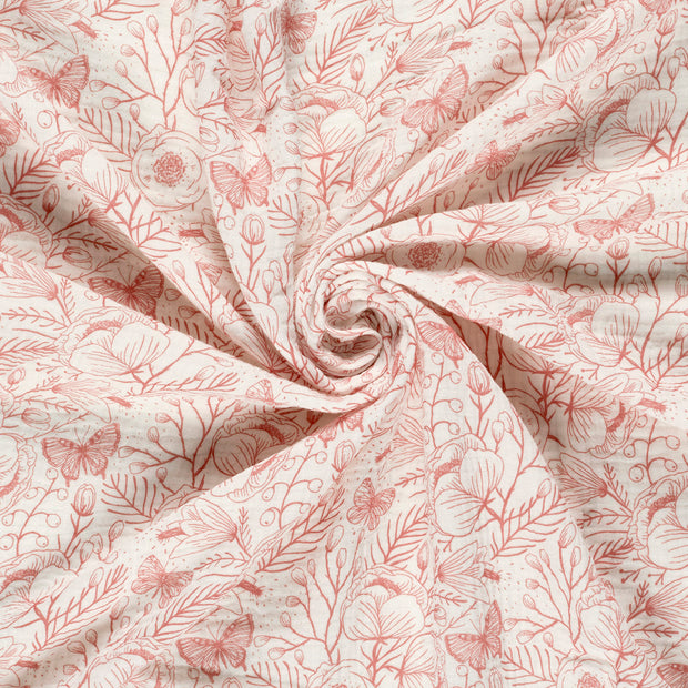 Muslin fabric Off White printed 