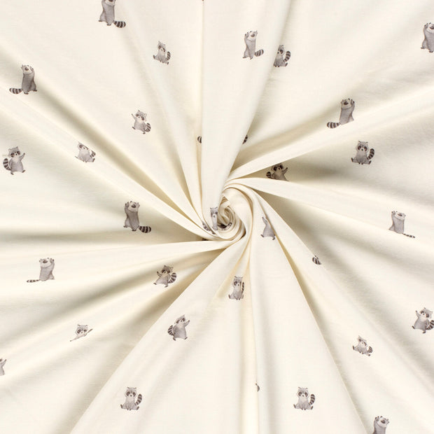 Jersey de Coton GOTS tissu Blanc cassé imprimé numérique 