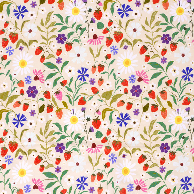 French Terry fabric Beige printed 