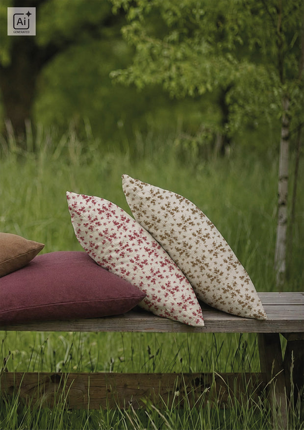 Linnenlook stof Bloemen Donker rood