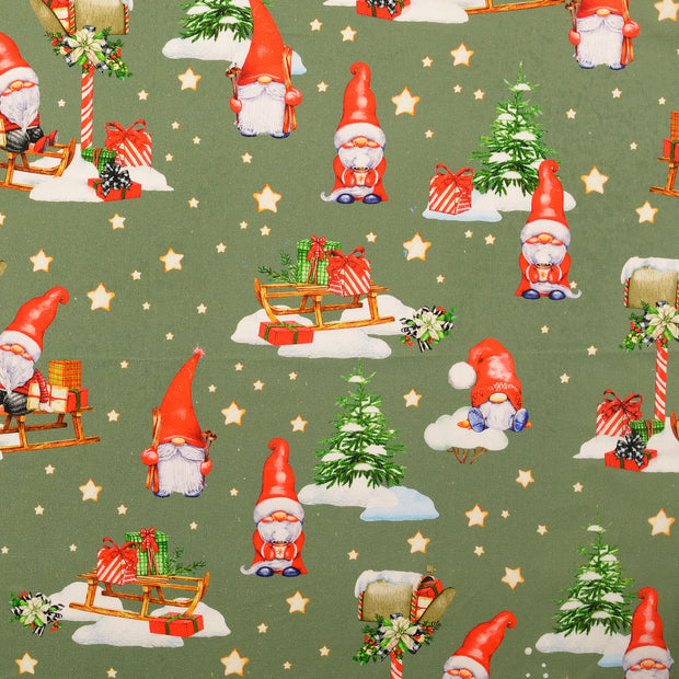 Algodón Popelina tela Navidad Verde