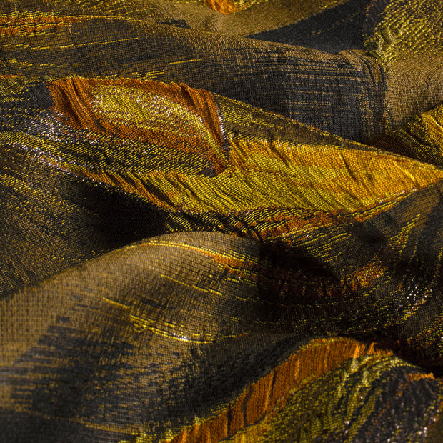 Jacquard stof Bloemen Oker