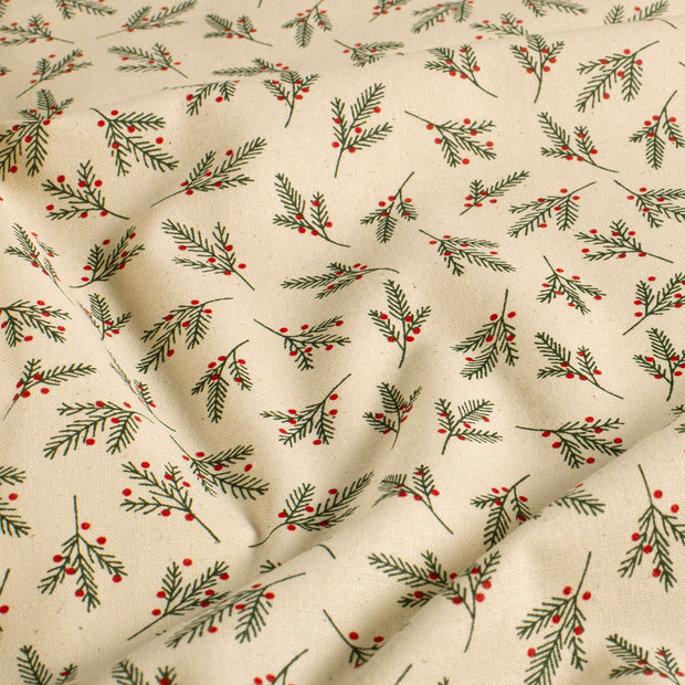 Algodón Popelina tela Navidad Blanco roto