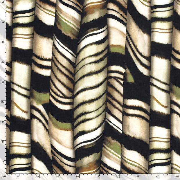 Satin fabric Abstract Olive Green