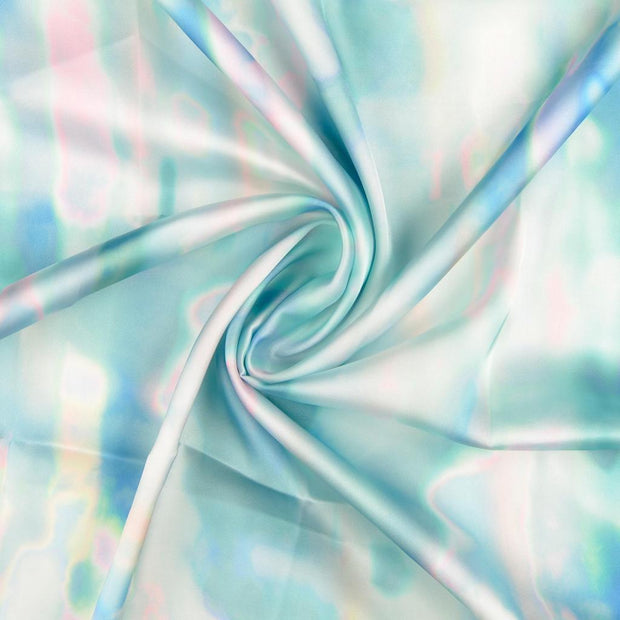 Satin fabric Turquoise digital printed 