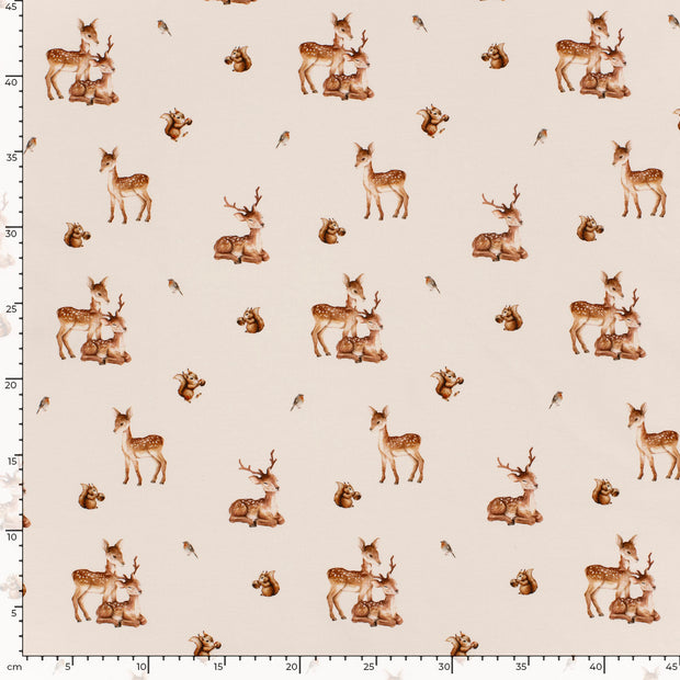 Felpa tela Ciervos Blanco roto