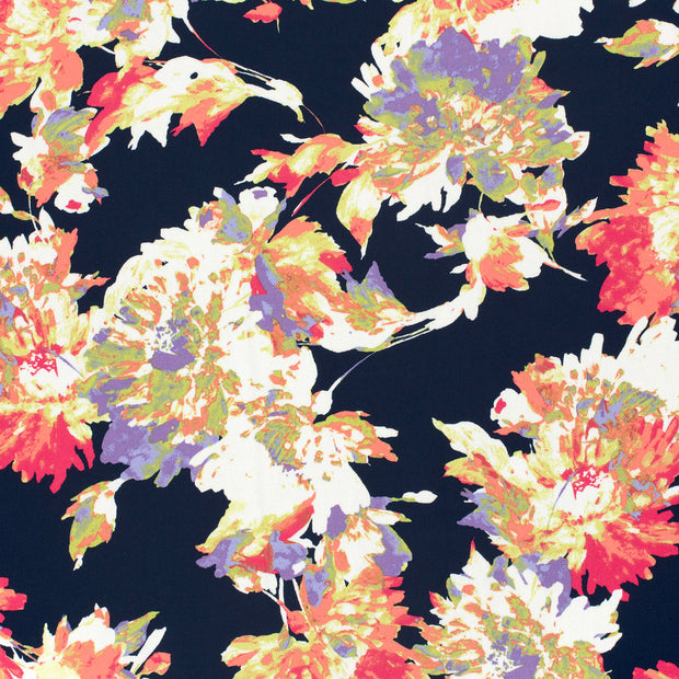 Viscose Satin fabric Navy shiny 