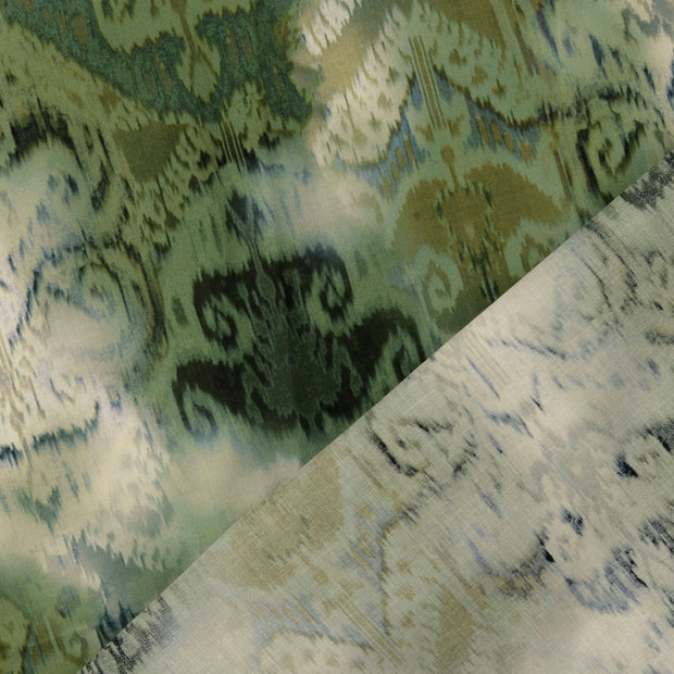 Voile fabric Olive Green digital printed 