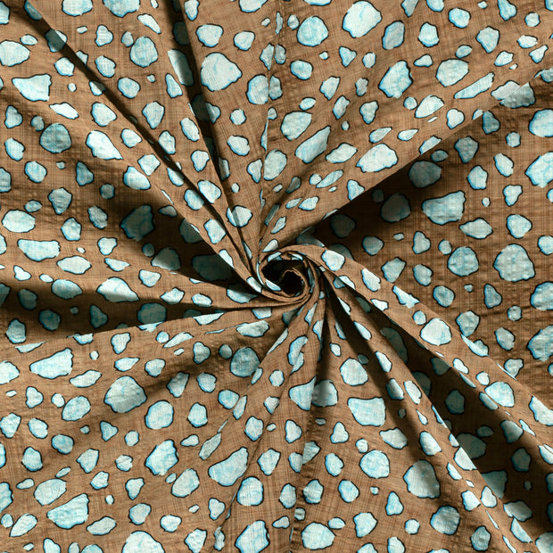 Woven Cotton Viscose fabric Brown Taupe slub printed 