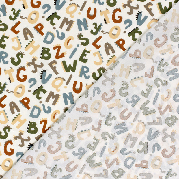 Algodón Popelina tela Letras estampado 