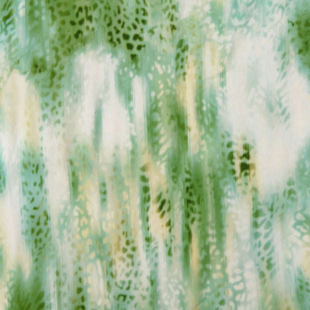 Viscose Satin fabric Animals Olive Green