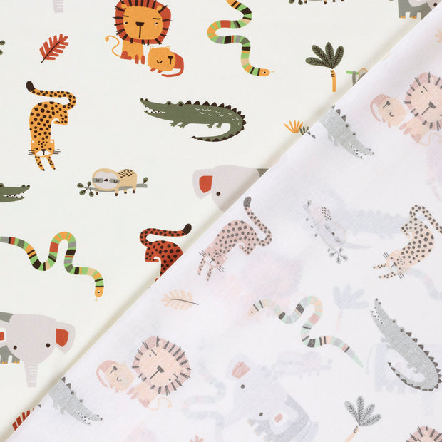 Cotton Poplin fabric Elephants printed 