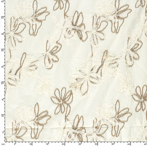 Voile fabric Flowers Off White