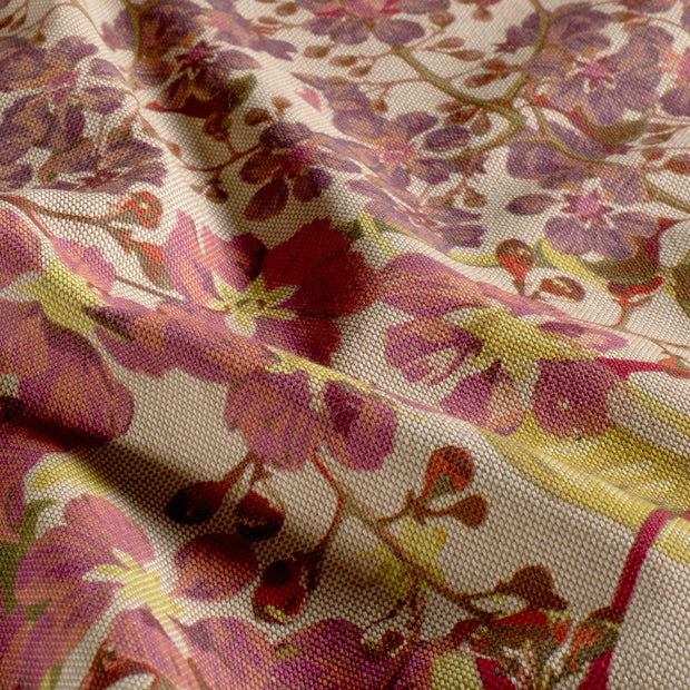 Linnenlook stof Bloemen Beige