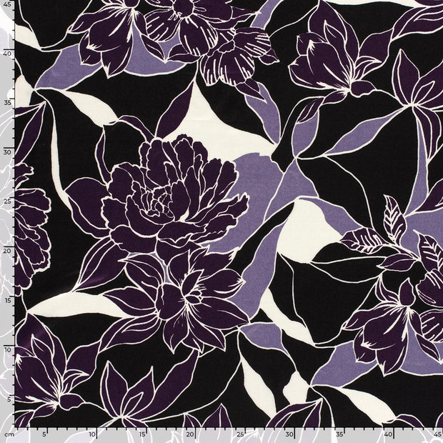 Satin fabric Flowers Purple