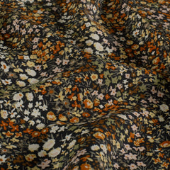 Viscosa Poplin estampado Flores Azul marino