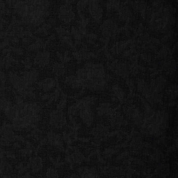 Coton Lin en Chaine et Trame tissu Feuilles Noir