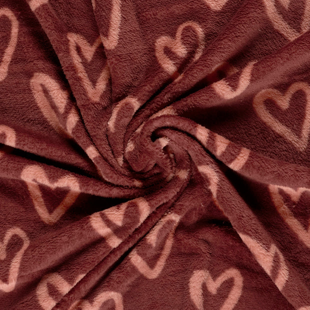 Coral Fleece tela Burdeos estampado 