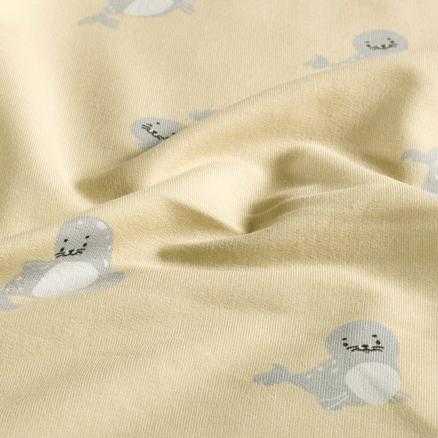 French Terry fabric Animals Beige