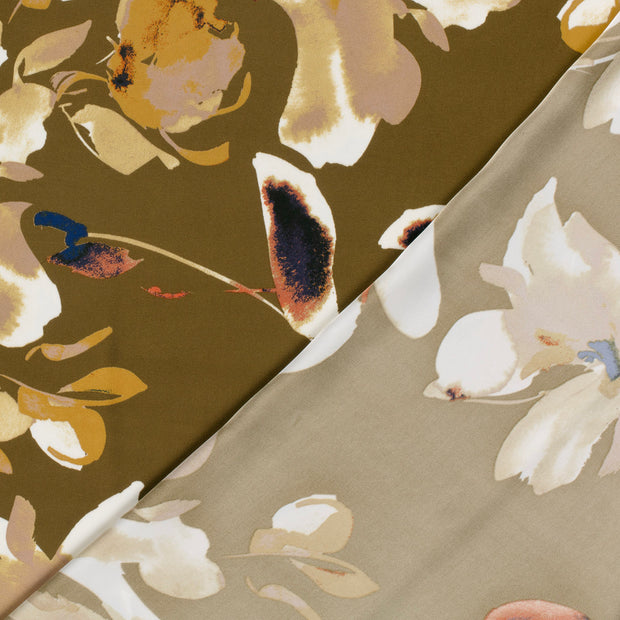 Satin Duchesse fabric Flowers printed 