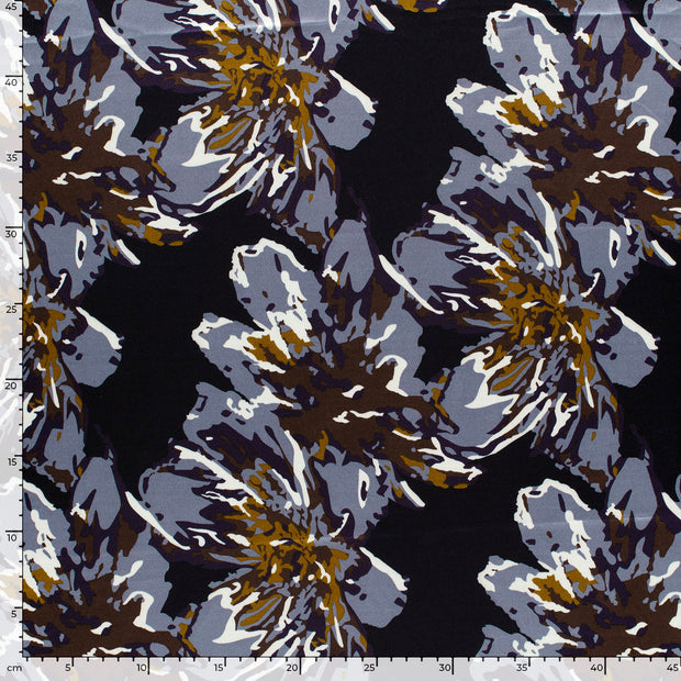 Satin fabric Abstract Navy