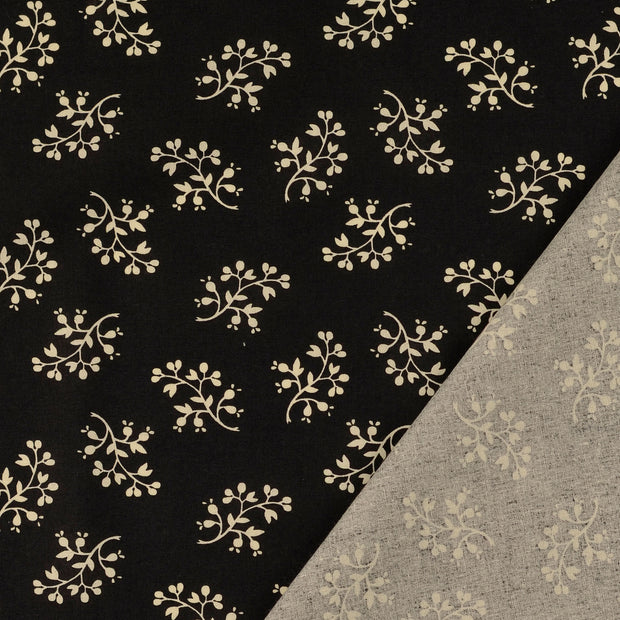 Cotton Poplin fabric Black printed 