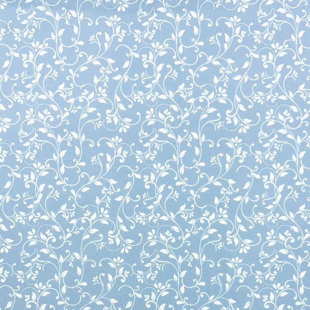 Katoen Poplin stof Bloemen Babyblauw