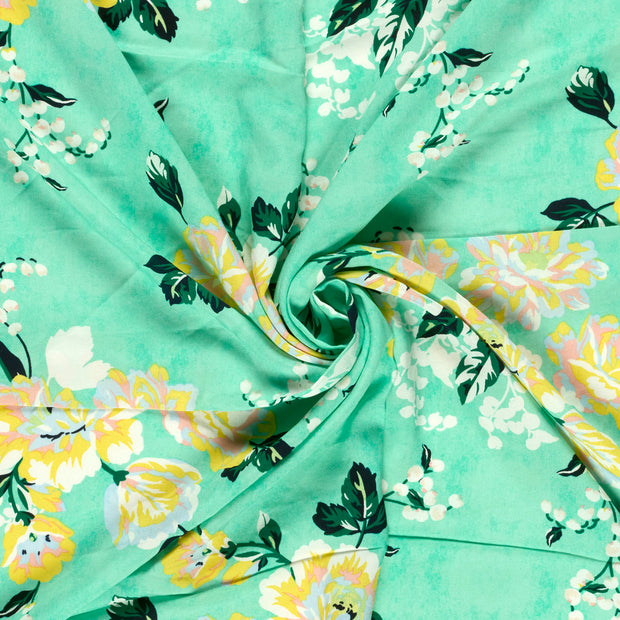 Bambú Poplin tela Menta estampado 