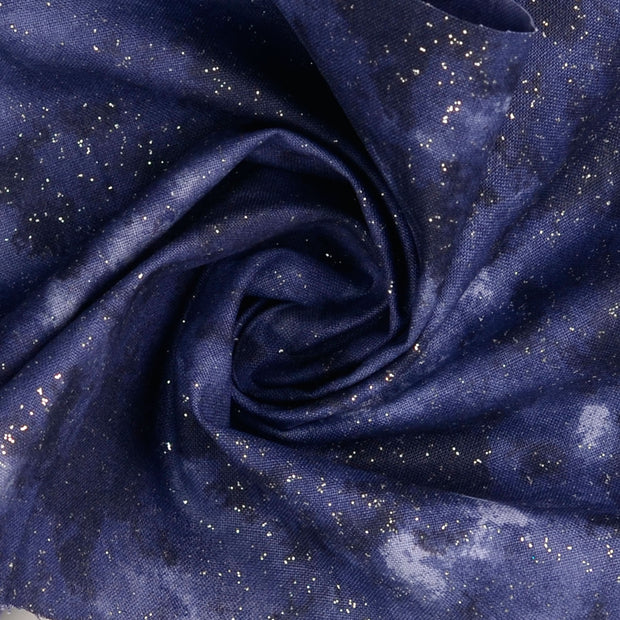  tissu Bleu Marine imprimé pailleté 
