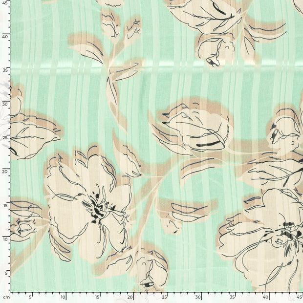 Chiffon fabrik Blumen Mint