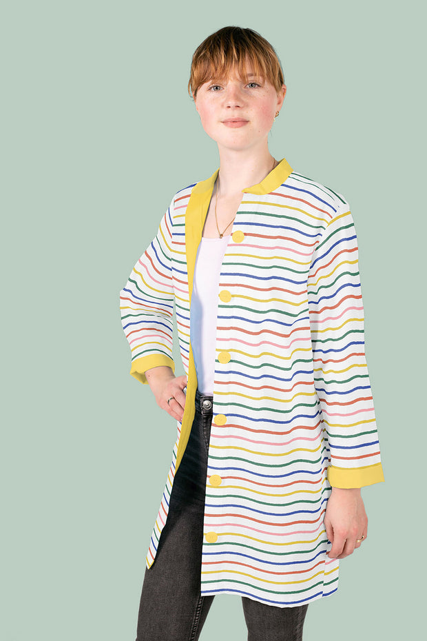 Cotton Poplin fabric Stripes White