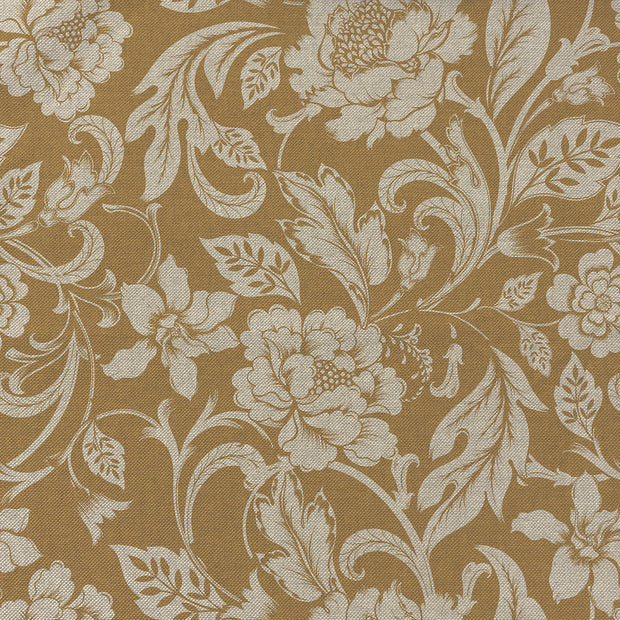 Aspect Lin tissu fleurs Camel