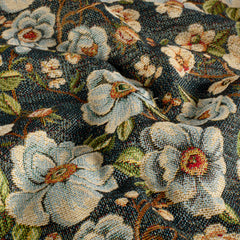 Gobelin jacquard fleurs Indigo