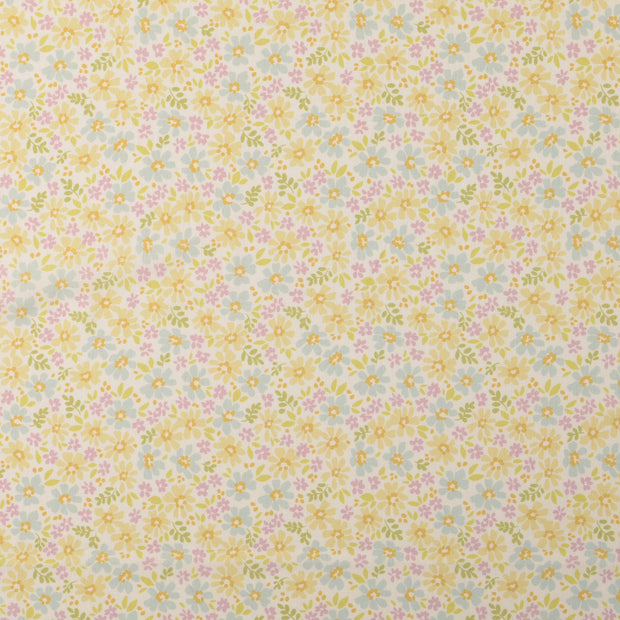 Voile tissu fleurs Jaune