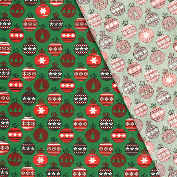 Cotton Poplin fabric Christmas balls printed 