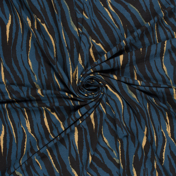 Jersey de Viscose tissu Bleu acier imprimé 